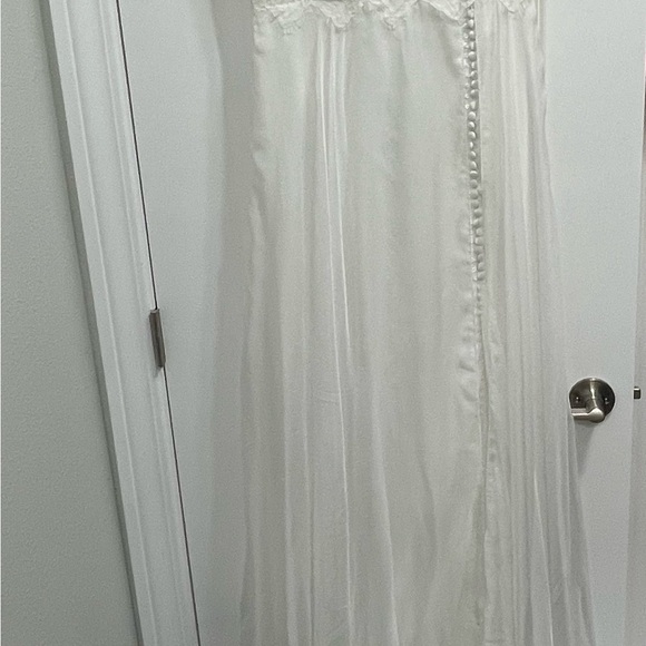 Bohemian Sexy Beach V-Neck Front Split Lace And Chiffon Wedding Dress With Open - Picture 4 of 4